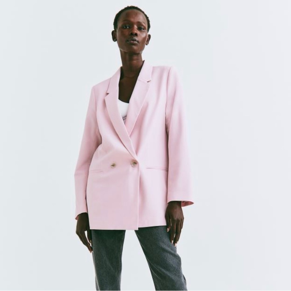 H&M double breasted pink jacket